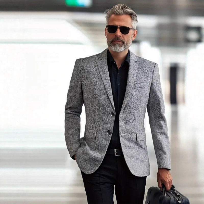 Мъжко сако за ежедневието, Slim Fit, Лапел, едноредово копче, Полиестерно влакно (91.5% полиестер, 8.5% вискоза) с подплата от полиестер, Пролетно-есенен сезон