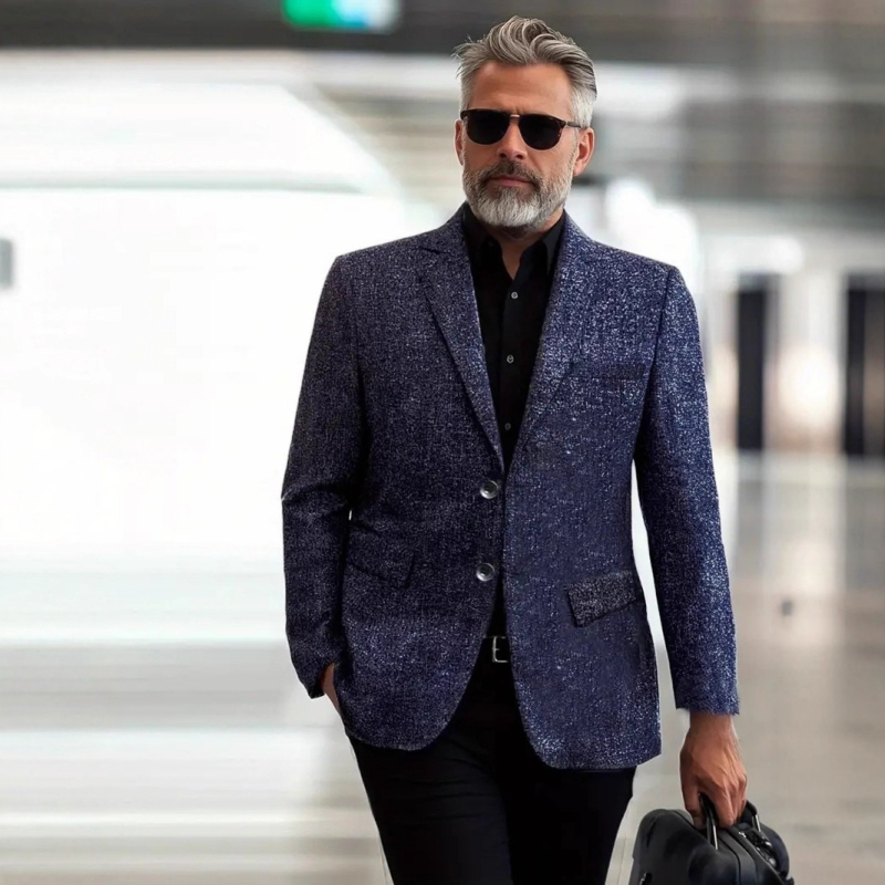 Мъжко сако за ежедневието, Slim Fit, Лапел, едноредово копче, Полиестерно влакно (91.5% полиестер, 8.5% вискоза) с подплата от полиестер, Пролетно-есенен сезон