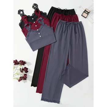 Σετ πιτζάμες γυναικών από Sea Island μετάξι, βασικό και ποιμενικό στυλ, μεσαίο βάρος 141–160 g/m2, καθημερινή χρήση, άνοιξη