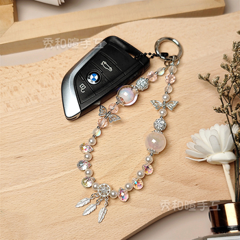 Τηλεφωνική αλυσίδα με κρύσταλλα και κράμα, γλυκό στυλ κλειδοθήκης με μοτίβο πεταλούδας, ηλεκτροπλατίωση επίχρυση, Χειμώνας 2024