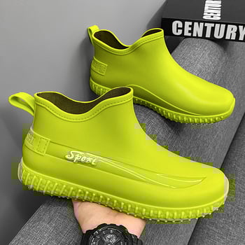 Vyriniai lietaus batai su neslidžia, atsparia gumine pado danga, fleece vidus, viršus iš sintutinės odos, žemas aukštis