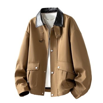 Pánska bunda z kordury s králičou srsťou, kórejský štýl s kapucňou, priliehavý strih, bežná dĺžka, dlhé rukávy, jeseň 2025