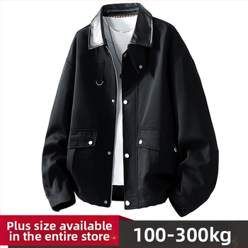 Pánska bunda z kordury s králičou srsťou, kórejský štýl s kapucňou, priliehavý strih, bežná dĺžka, dlhé rukávy, jeseň 2025