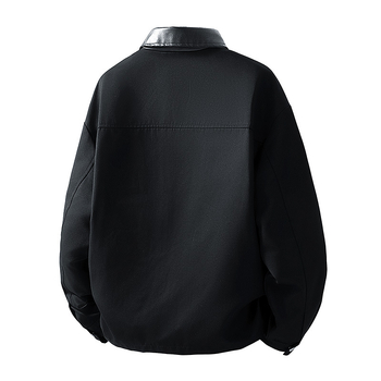 Pánska bunda z kordury s králičou srsťou, kórejský štýl s kapucňou, priliehavý strih, bežná dĺžka, dlhé rukávy, jeseň 2025