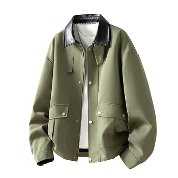 Pánska bunda z kordury s králičou srsťou, kórejský štýl s kapucňou, priliehavý strih, bežná dĺžka, dlhé rukávy, jeseň 2025