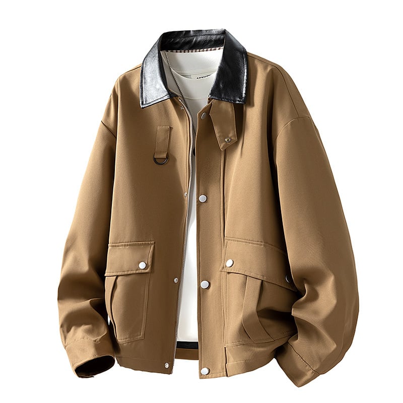 Pánska bunda z kordury s králičou srsťou, kórejský štýl s kapucňou, priliehavý strih, bežná dĺžka, dlhé rukávy, jeseň 2025