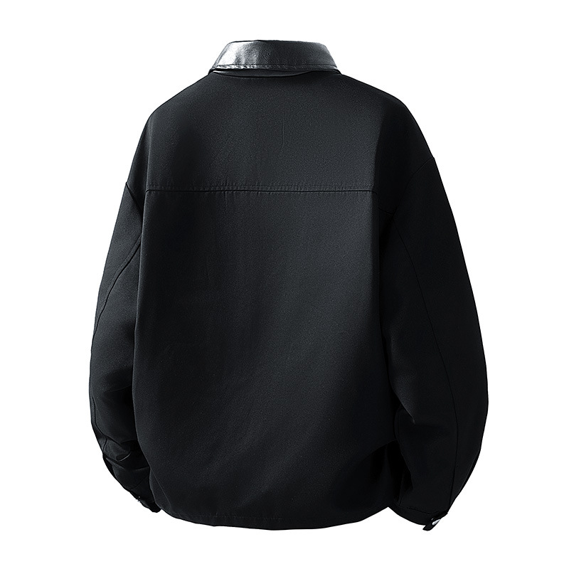 Pánska bunda z kordury s králičou srsťou, kórejský štýl s kapucňou, priliehavý strih, bežná dĺžka, dlhé rukávy, jeseň 2025