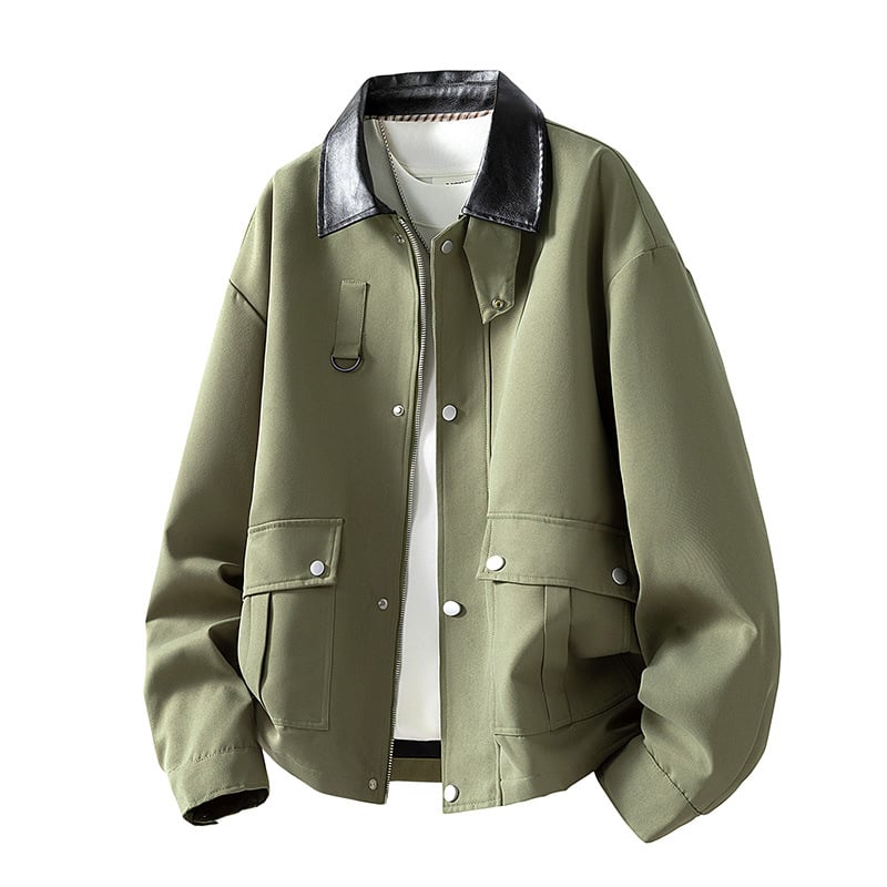 Pánska bunda z kordury s králičou srsťou, kórejský štýl s kapucňou, priliehavý strih, bežná dĺžka, dlhé rukávy, jeseň 2025