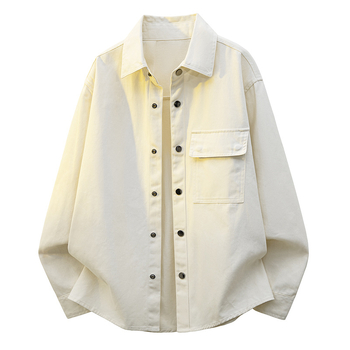 Ανδρικό πουκάμισο σε στυλ Χονγκ Κονγκ, για εργασία, μακριά μανίκια, κλασικός γιακά, μονόχρωμο, 100% πολυεστέρας, casual
