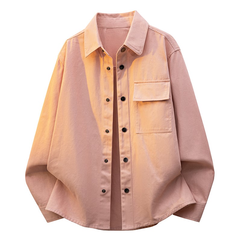 Мъжка риза в хонгконгски стил за работа, с дълъг ръкав, едноцветна, 100% полиестер, ежедневна