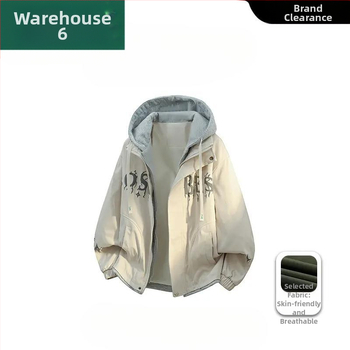 Ανδρικό μπουφάν με κουκούλα, σχέδιο δύο μερών, Camel Wool και πολυεστέρας, JK908