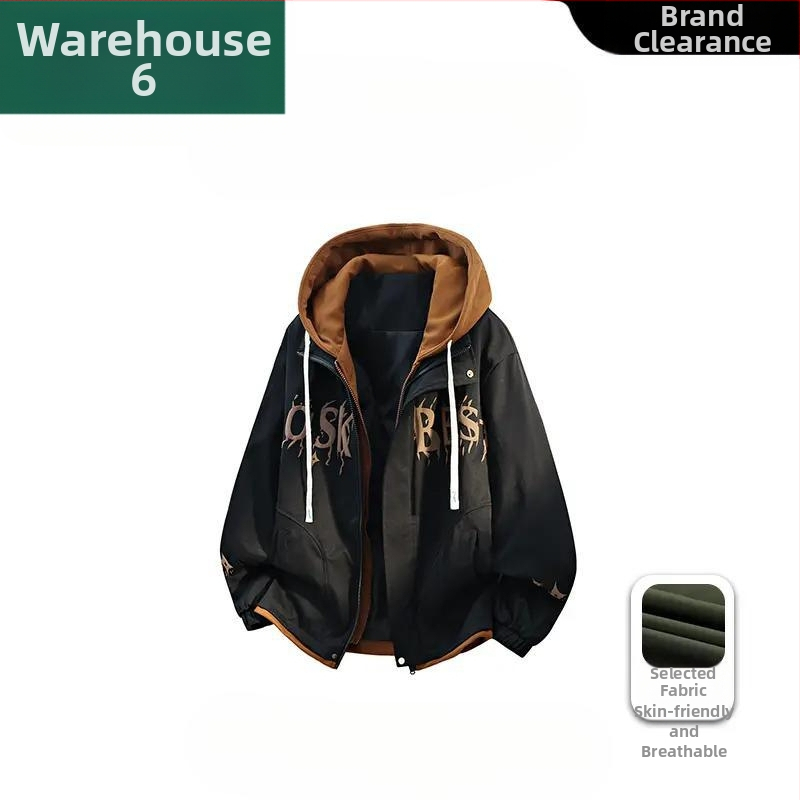 Мъжко яке с качулка и дизайн на две части, Camel Wool и полиестер, JK908