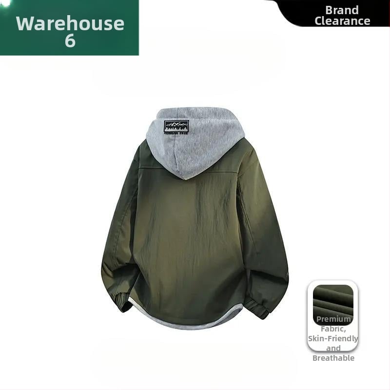 Мъжко яке с качулка и дизайн на две части, Camel Wool и полиестер, JK908