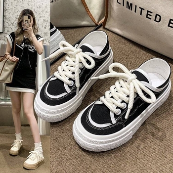 Παπούτσια από καμβά για ενήλικες - Με κορδόνια, διαπνοή, ελαφριά, αντιολισθητική σόλα από καουτσούκ, χαμηλό προφίλ