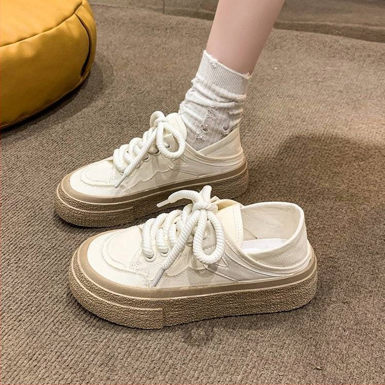 Παπούτσια από καμβά για ενήλικες - Με κορδόνια, διαπνοή, ελαφριά, αντιολισθητική σόλα από καουτσούκ, χαμηλό προφίλ