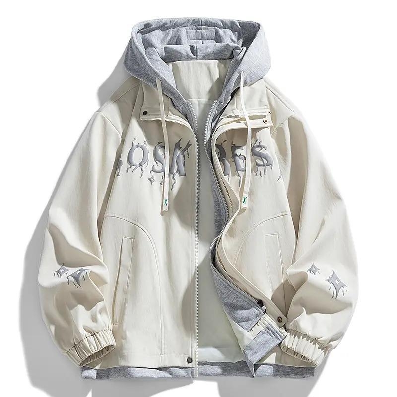 Két részes kinézetű dzseki, szélálló, kapucnis, cipzárral, laza szabású, poliészter-lycra keverék