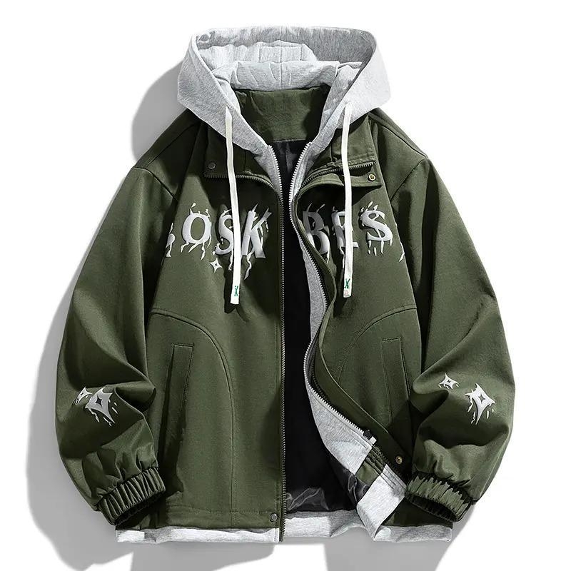 Két részes kinézetű dzseki, szélálló, kapucnis, cipzárral, laza szabású, poliészter-lycra keverék