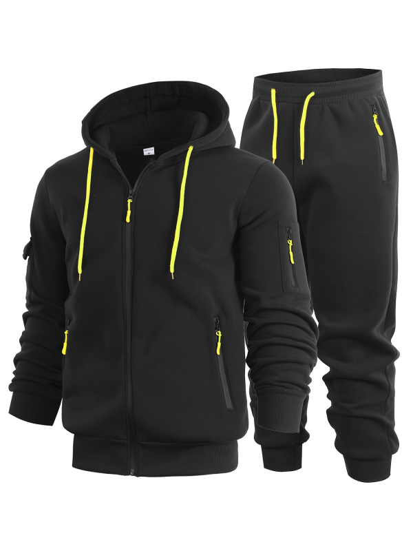 Muški dvodijelni komplet duksi s kapuljačom i zatvaračem, fleece podstava, slobodan kroj