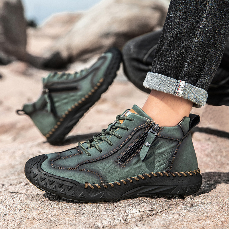 Férfi lace-up cipő mikroszálas felsőrésszel, gumitalppal, kerekorrú, lélegző, csúszásmentes, alacsony sarok