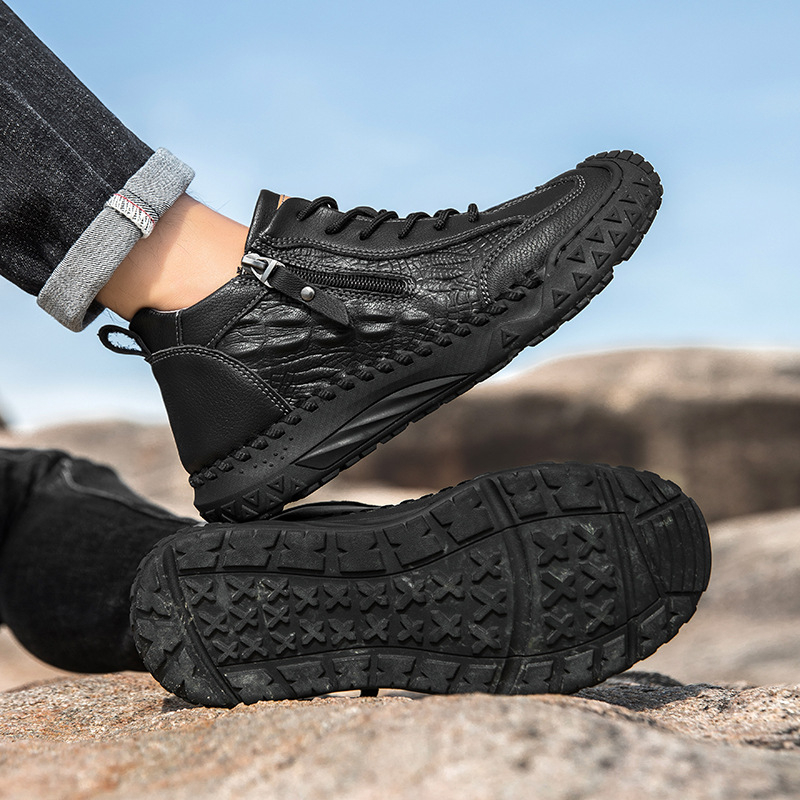 Férfi lace-up cipő mikroszálas felsőrésszel, gumitalppal, kerekorrú, lélegző, csúszásmentes, alacsony sarok