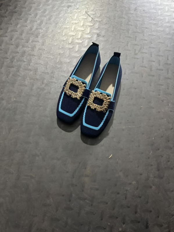 Slip-On loaferice za svakodnevno nošenje, Fly Knit gornji dio, kvadratni vrh, PU ulošak, podstava od mikrovlakana, niski potpetica