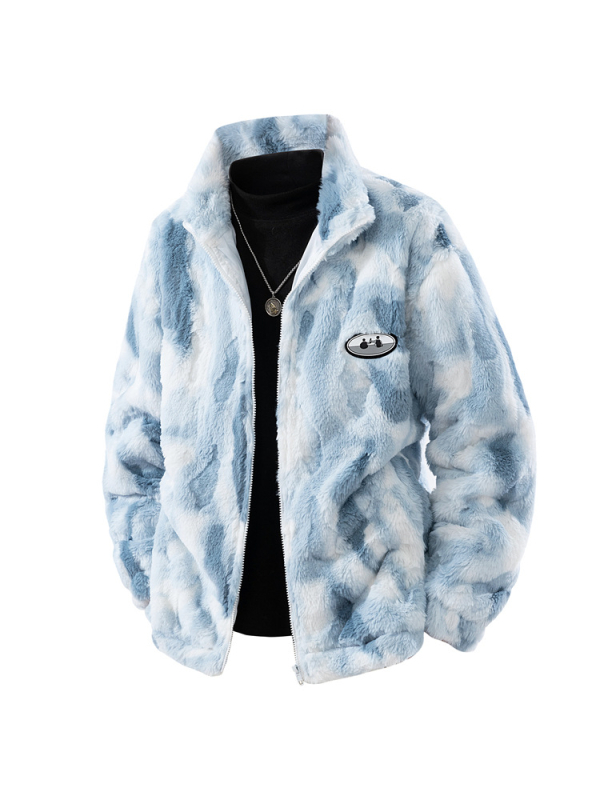 Jakna u gradskom stilu, tie-dye uzorak, zatvarač, debeli materijal 100% poliestera (vanjski i podstava)