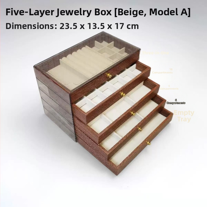 Riešutmedžio rašto juvelyrinių dėžuų daugiasluoksnis organizatorius, skirtas karoliai ir auskarams, didelė talpa, tris ar penkių sluoksnių dizainas