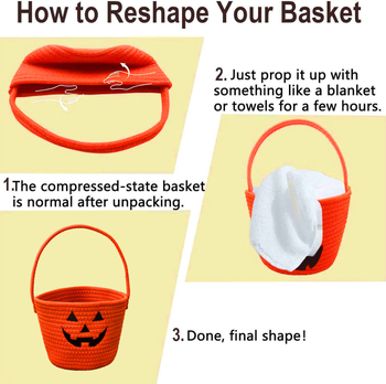 Κάδος αποθήκευσης από βαμβακερό σκοινί, παιδικός κάδος παιχνιδιών για Halloween, Αμερικανικό στυλ, Μοντέλο Storage Basket, Συσκευασία 25 τεμάχια, Εύρος χρήσης: Τηλεκοντρόλ, Γραφικές ύλες, Κοσμήματα, Βιβλία