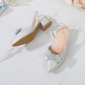 Pantofi fete prințese, PU partea superioară, căptușeală PU, talpă PU, talpă TPR, vârf ascuțit