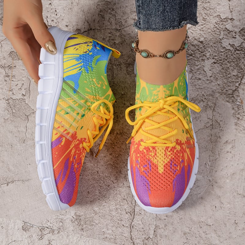 Sieviešu ikdienas mesh sporta kurpes ar priekšējo šņorēšanu, apaļu purnu un vieglu EVA zoli