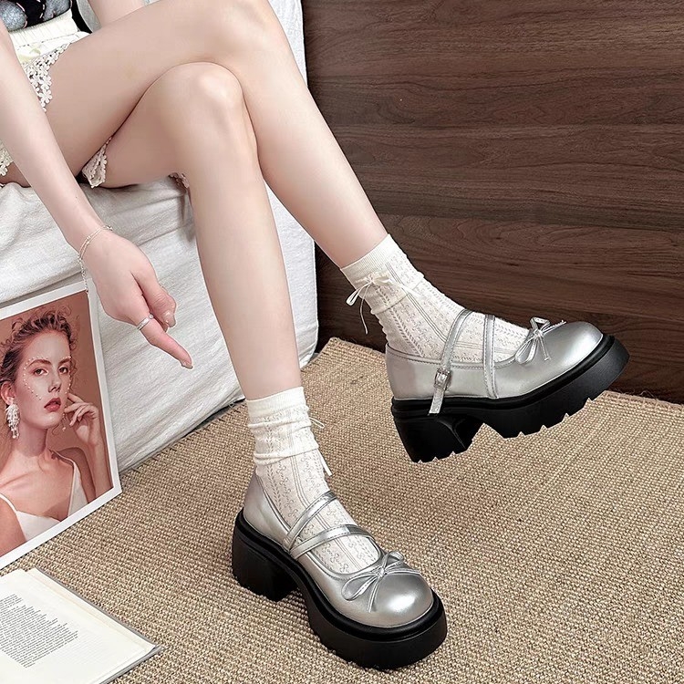 Mary Jane balerinke s debelim potplatom – PU koža, okrugli vrh, chunky potpetica