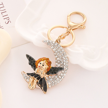 Αλυσίδα κλειδιών Bai karen, κράμα ψευδάργυρου, χαριτωμένο σχέδιο ξωτικού με φεγγάρι, φωτεινό στυλ λουξ, ιδανικό δώρο για γάμους, γενέθλια, ταξίδια