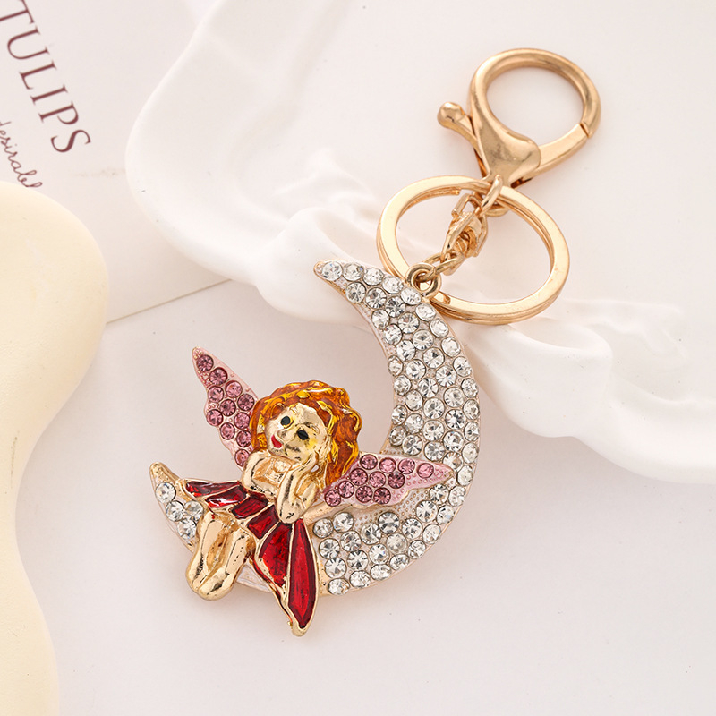 Breloc Bai karen, din aliaj de zinc, design drăguț cu elf lună, stil lux ușor, cadou pentru nuntă, zi de naștere, călătorii