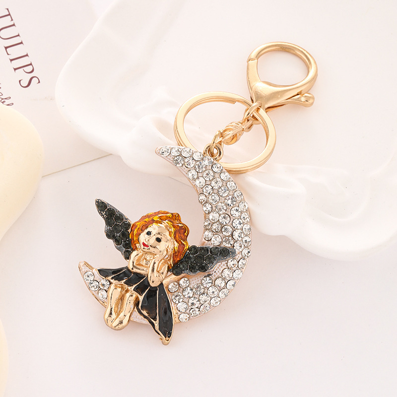 Breloc Bai karen, din aliaj de zinc, design drăguț cu elf lună, stil lux ușor, cadou pentru nuntă, zi de naștere, călătorii