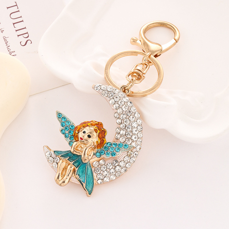 Breloc Bai karen, din aliaj de zinc, design drăguț cu elf lună, stil lux ușor, cadou pentru nuntă, zi de naștere, călătorii