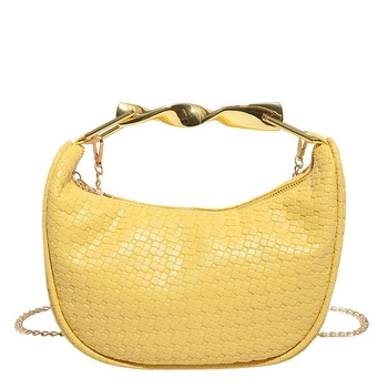 Τσάντα crossbody με αλυσό-χειρολαβή από PU, σε οβάλ σχήμα, κλείσιμο με φερμουάρ, επένδυση από συνθετικό δέρμα