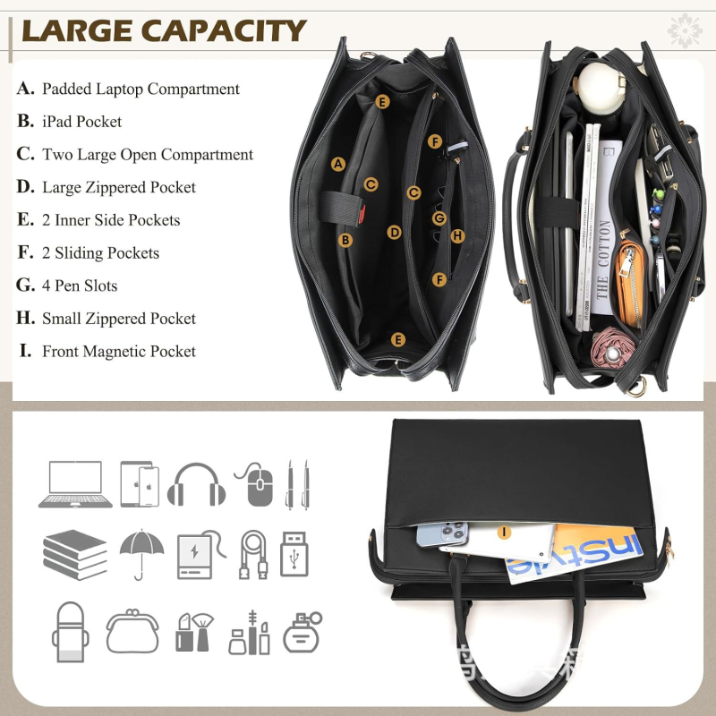 Τσαντάκι φορητού υπολογιστή από PVC, αδιάβροχο και ανθεκτικό στη φθορά, με φερμουάρ, σκληρή λαβή, Χειμώνας 2023