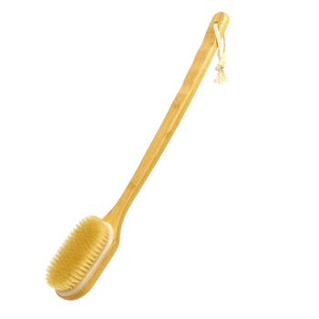 Βούρτσα μπάνιου και μασάζ με μακριά καμπυλωτή λαβή από μπαμπού, τρίχες αλόγου για μασάζ στην πλάτη (ενήλικες, συσκευασία 100)