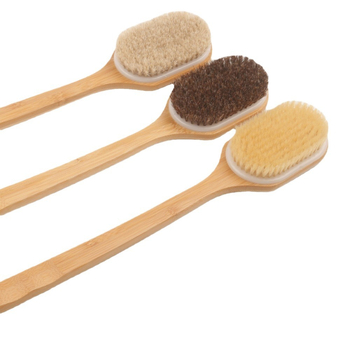 Βούρτσα μπάνιου και μασάζ με μακριά καμπυλωτή λαβή από μπαμπού, τρίχες αλόγου για μασάζ στην πλάτη (ενήλικες, συσκευασία 100)