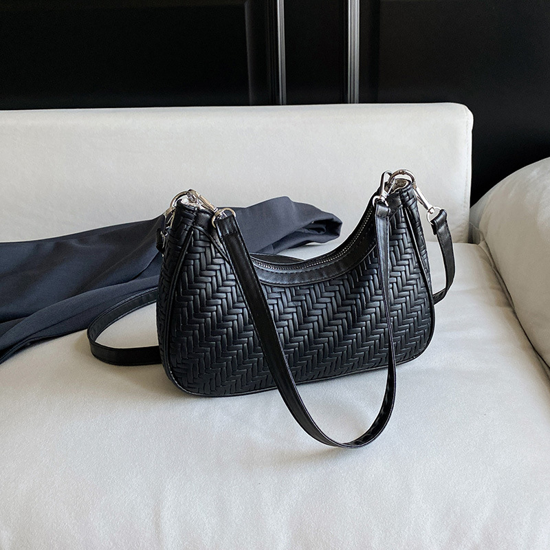 Чанта за рамо в стил Dumpling, градски минималистичен PU, правоъгълна форма, цип за затваряне, подплата полиестер-памук