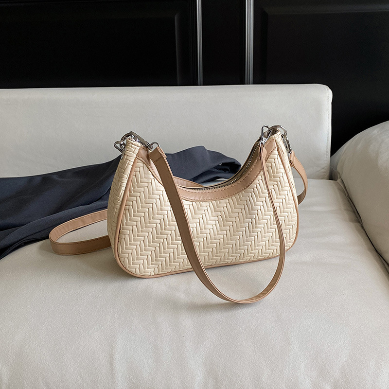 Чанта за рамо в стил Dumpling, градски минималистичен PU, правоъгълна форма, цип за затваряне, подплата полиестер-памук