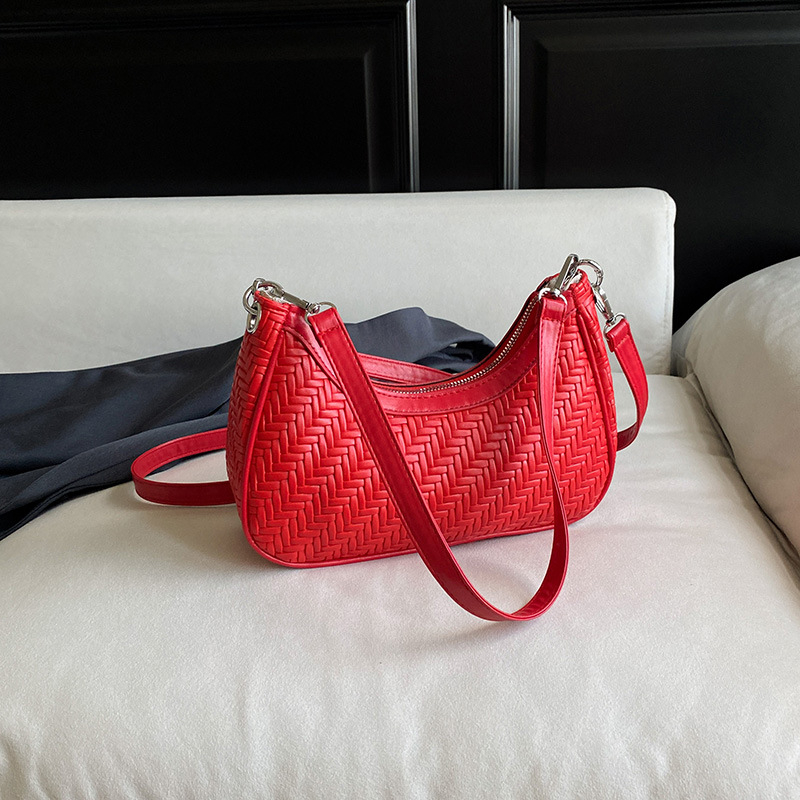 Чанта за рамо в стил Dumpling, градски минималистичен PU, правоъгълна форма, цип за затваряне, подплата полиестер-памук