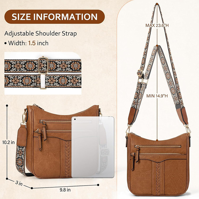 PU anyagú crossbody táska | horizontális téglalap alakú, cipzáras nyitás, cipzárral rejtett zseb, egy vállpánt, európai-amerikai retro stílus