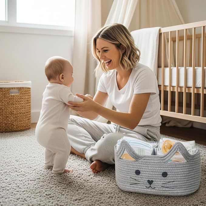 Torba za pelene i kutija za pohranu od pamukovog uzeta – Model 0001, namijenjena promjeni odjeće, Stil: crtani sladak, Funkcija: smanjenje težine