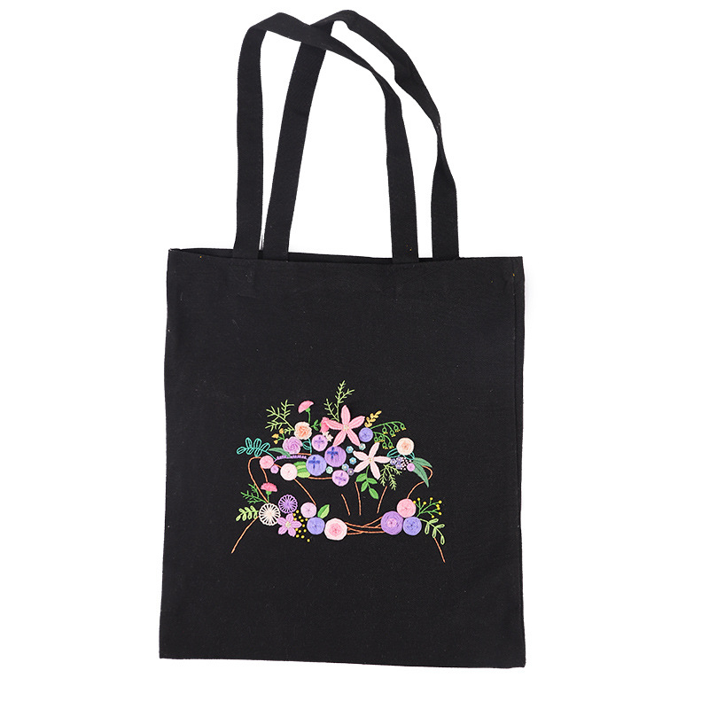 Τσάντα καμβά με κέντημα Su - κιτ αρχάριου χειροκεντήματος περιλαμβάνεται, κάτω και πλαϊνά πάνελ, προσαρμόσιμο, μεταξοτυπία