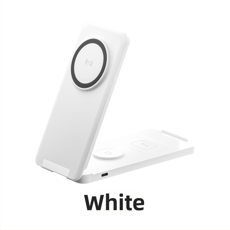 Bezvadu magnētiskais lādētājs ar saliekamu vertikālu statīvu telefoniem, pulksteņiem un Apple austiņām - 15W QC2.0