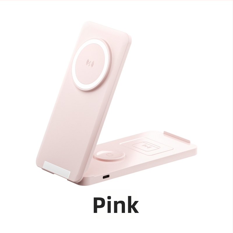 Bezvadu magnētiskais lādētājs ar saliekamu vertikālu statīvu telefoniem, pulksteņiem un Apple austiņām - 15W QC2.0