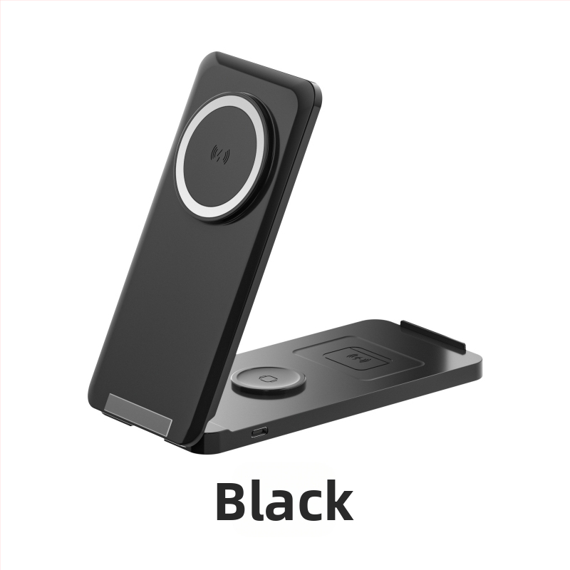 Bezvadu magnētiskais lādētājs ar saliekamu vertikālu statīvu telefoniem, pulksteņiem un Apple austiņām - 15W QC2.0