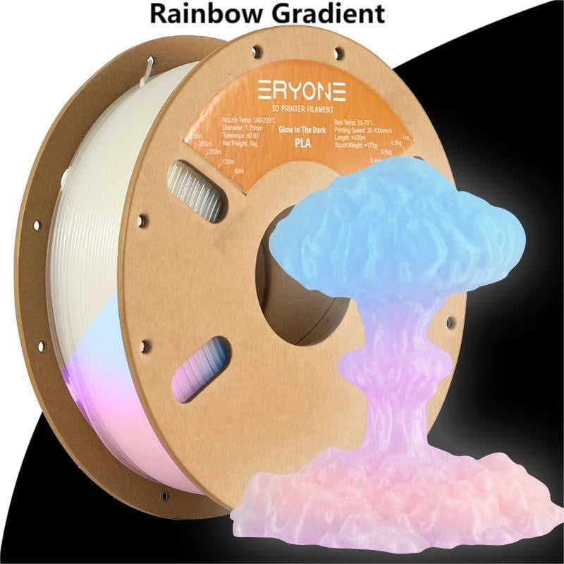 Νήμα για εκτύπωση 3D Night Glow PLA, κυκλικού διατομής, μήκος 330 μ., ERYONE