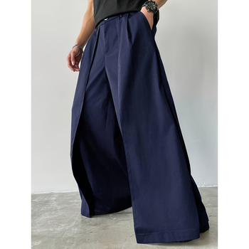 Ανδρικά casual χαλαρά μακριά παντελόνια, με φλίς επένδυση, μη ελαστικό ύφασμα, μονόχρωμο σχέδιο